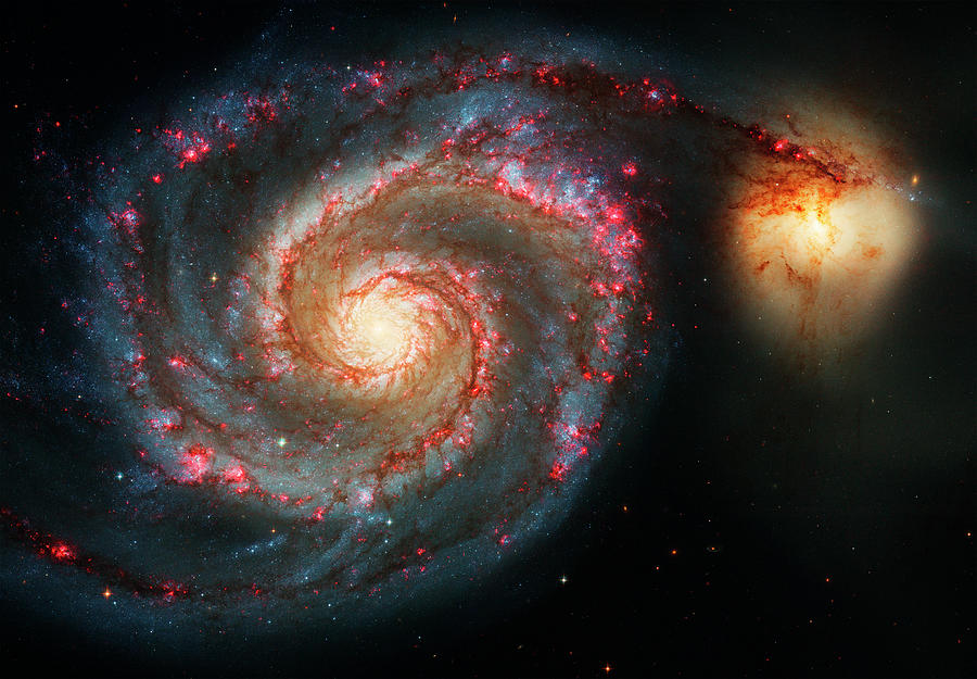 Interstellar Photograph -  Whirlpool Galaxy  and Companion Galaxy by Mark Kiver