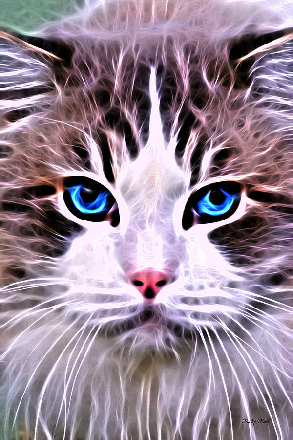 Whiskered One Digital Art by Kathy Kelly