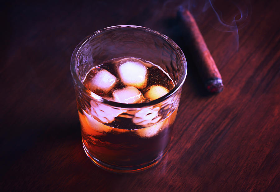 Whiskey And Cigar Photograph