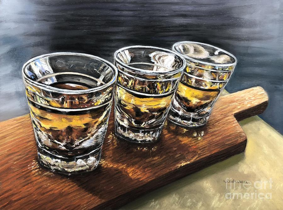 Whiskey Flight Pastel by Wendy Koehrsen