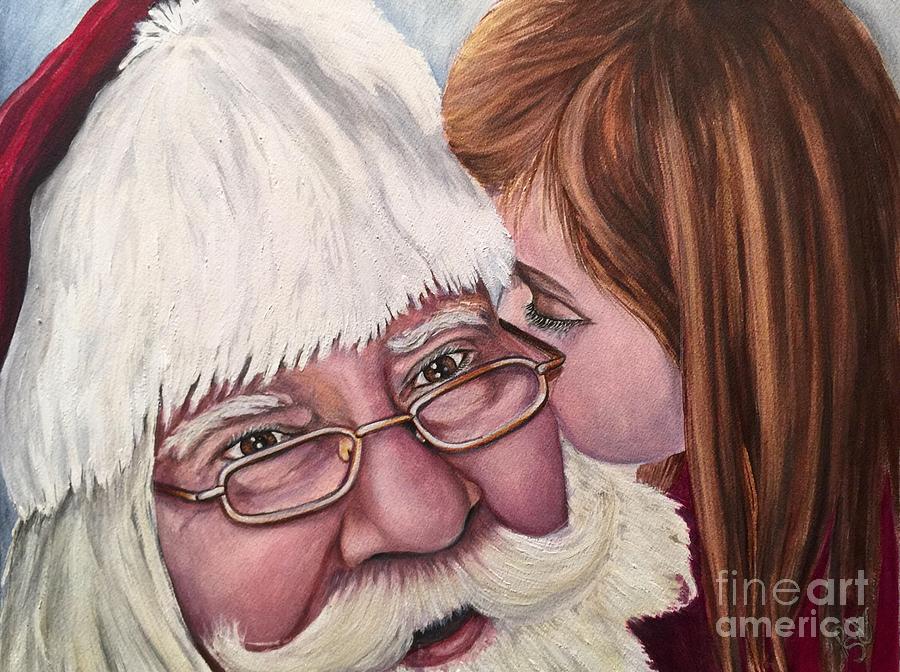 Whispered Wishes Santa  Painting by Patty Vicknair