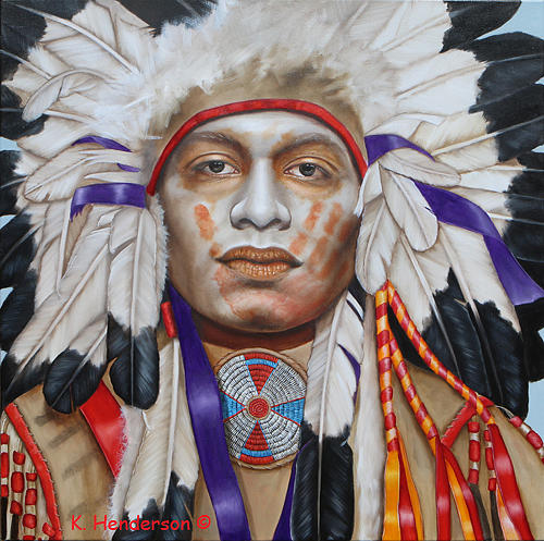 American Indian Faces Painting - Whispering Way by K Henderson by K Henderson