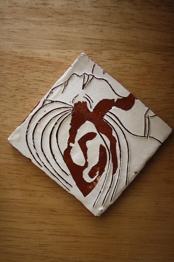 Whispers - tile Ceramic Art by Gloria Ssali