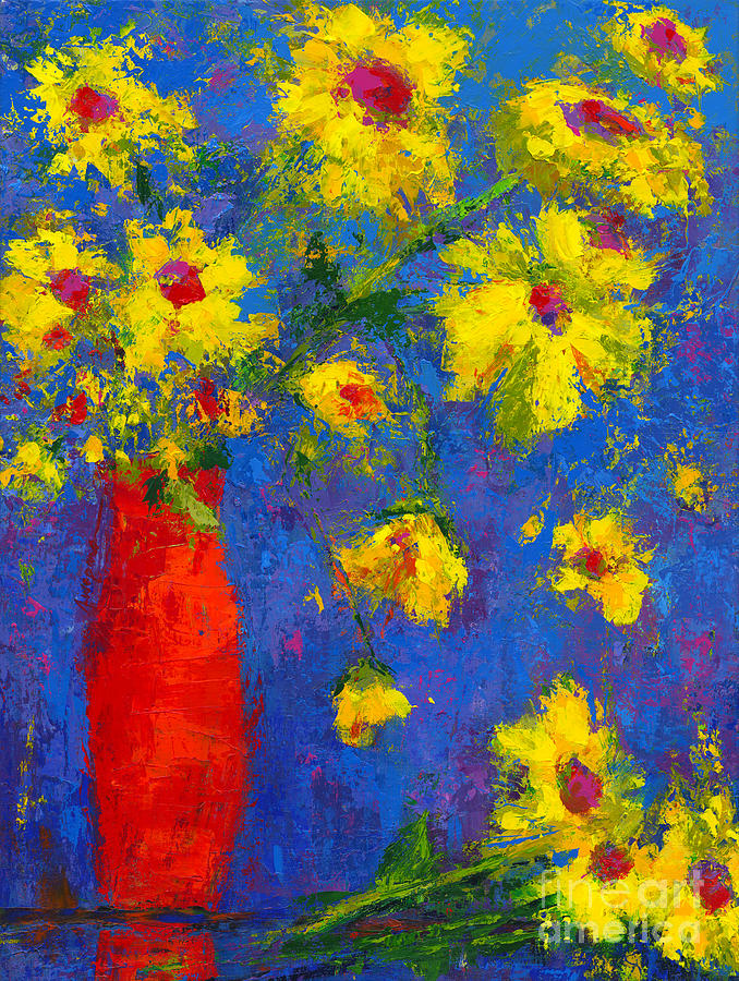 Abstract Floral Art, Modern Impressionist painting - Palette Knife work Painting by Patricia Awapara
