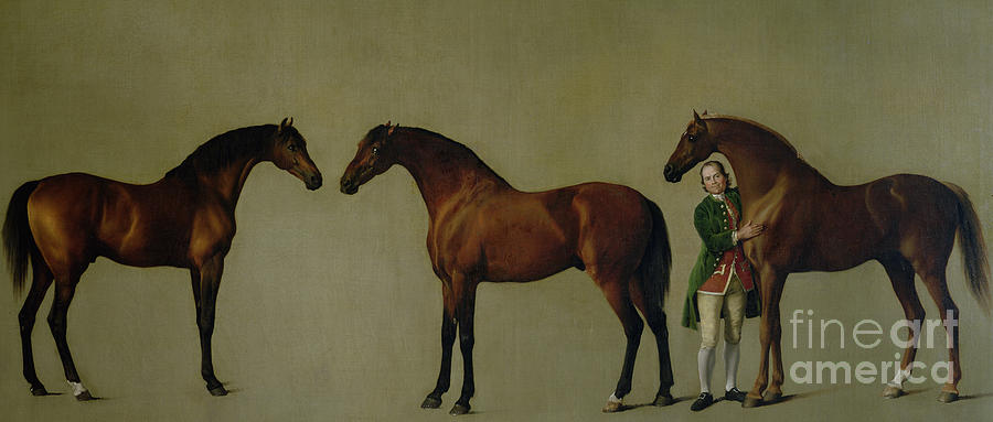 Whistlejacket and two other Stallions with Simon Cobb, the Groom Painting by George Stubbs