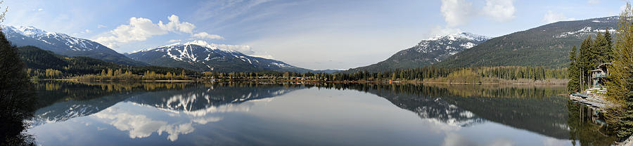 Whistler Blackcomb Green Lake Reflection Panorama Photograph by Pierre Leclerc Photography
