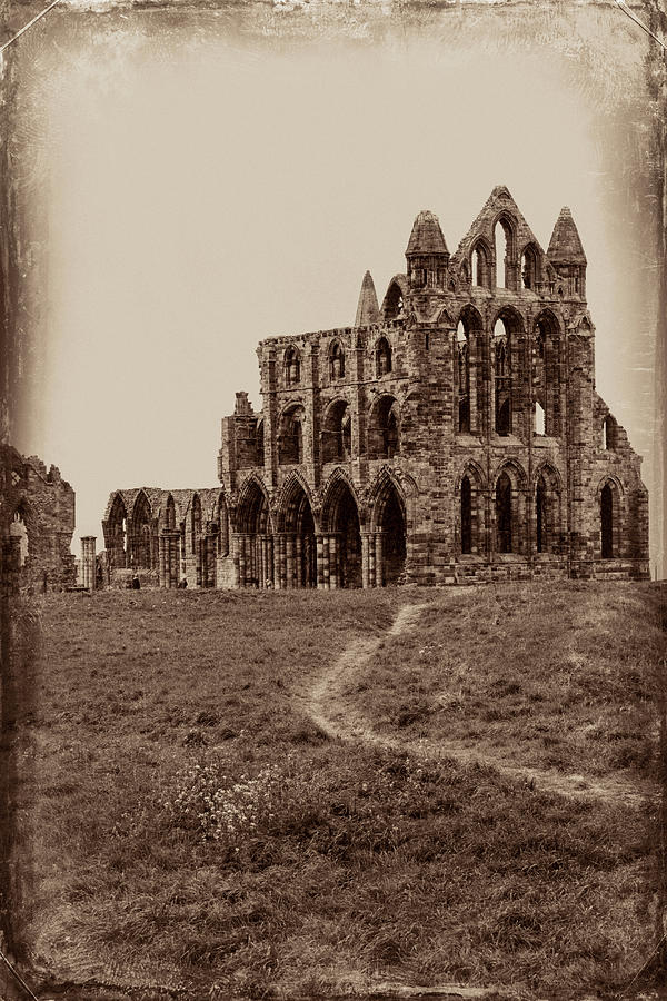 Architecture Photograph - Whitby Abbey, Antiqued by Emily M Wilson