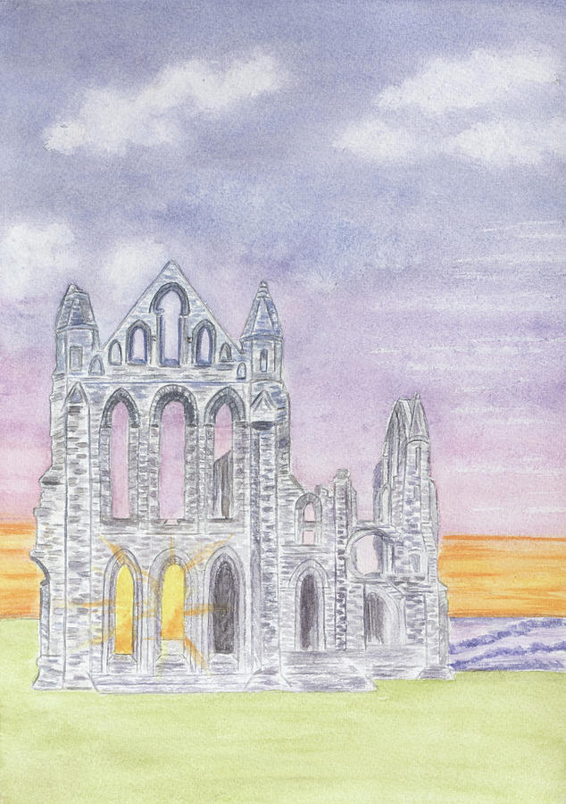 Whitby Abbey Ruins Painting by Laura Richards
