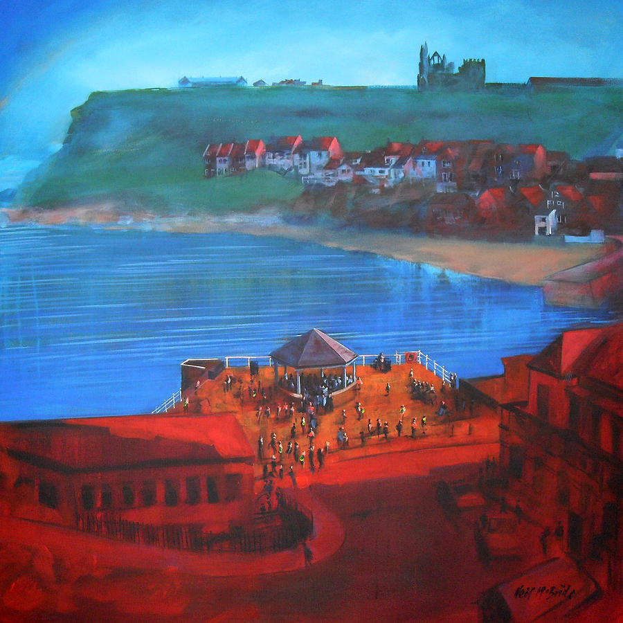Musician Painting - Whitby Bandstand and Smokehouses by Neil McBride