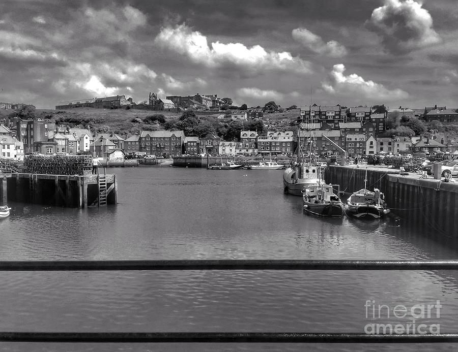 Whitby Harbour 2 in Black and White Photograph by Joan-Violet Stretch