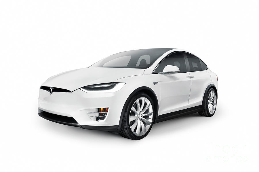 White 2017 Tesla Model X luxury SUV electric car isolated Photograph by Maxim Images Exquisite Prints