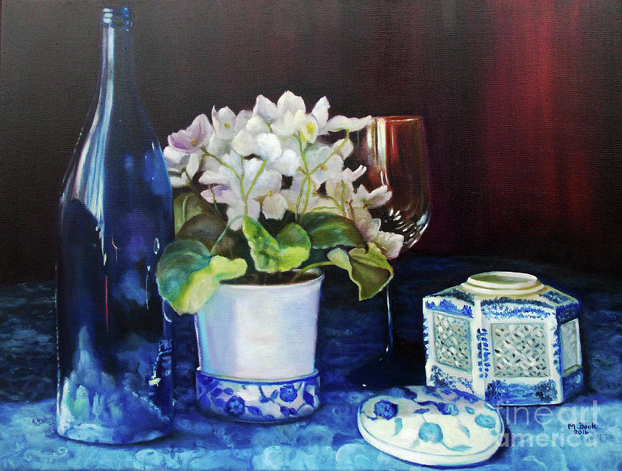 White African Violets Painting by Marlene Book