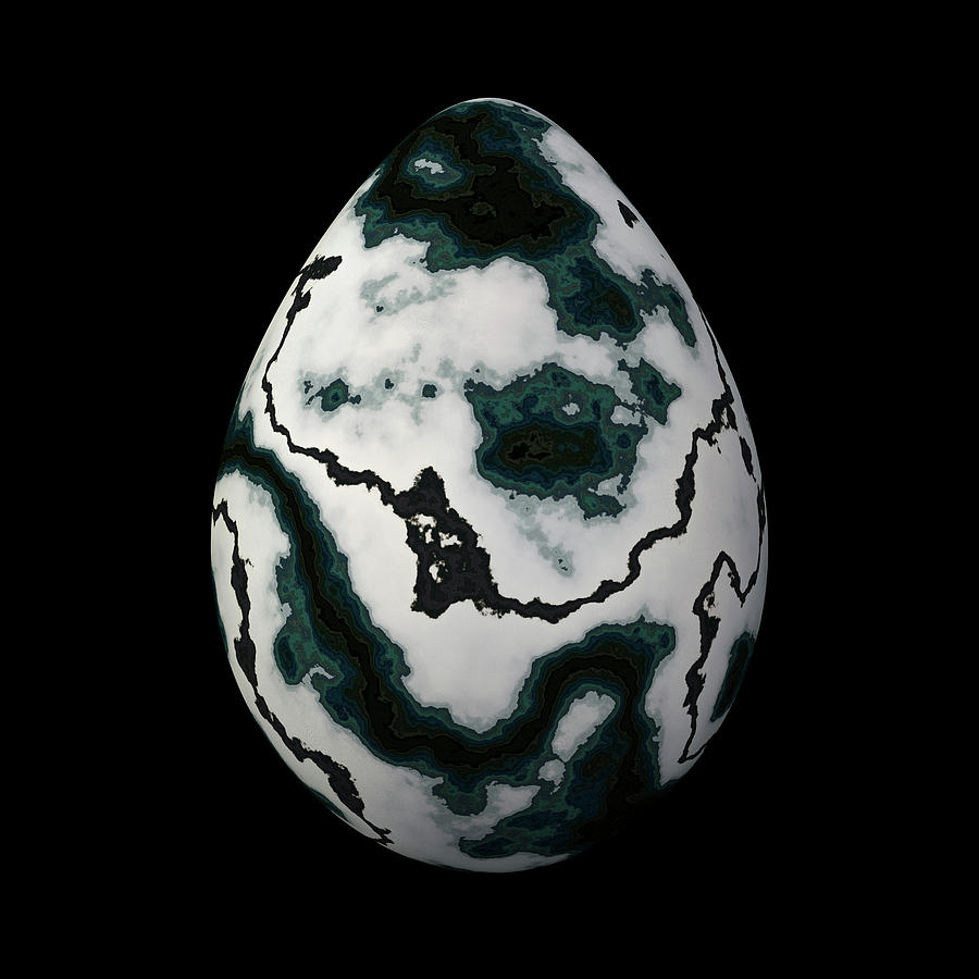White and Green Marble Egg Digital Art by Hakon Soreide