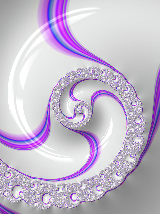 White and purple spiral elegant and minimalist Digital Art by Matthias Hauser
