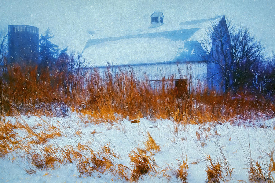 White Barn in Snowstorm Photograph by Anna Louise