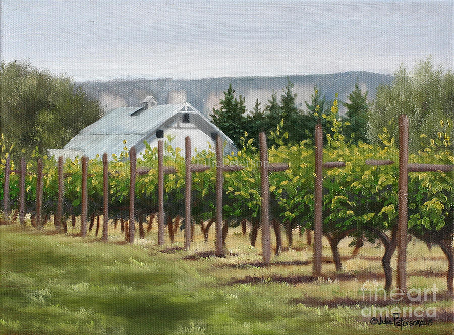 White Barn Painting by Julie Peterson