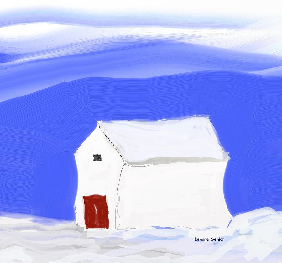 White Barn Red Doors Painting by Lenore Senior