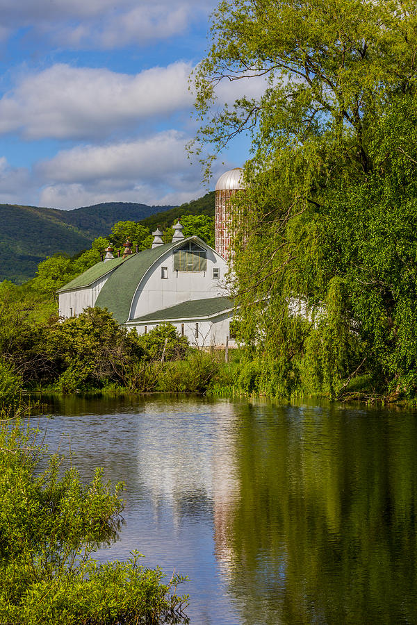 White Barn Reflection in Pond by Paula Porterfield-Izzo White Barn Reflection in Pond by Paula Porterfield-Izzo