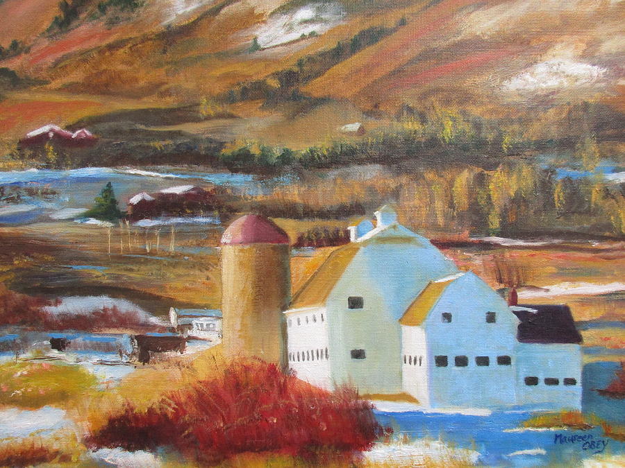 White Barn Utah Painting by Maureen Obey