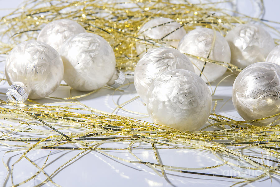 White Christmas baubles  Photograph by Patricia Hofmeester