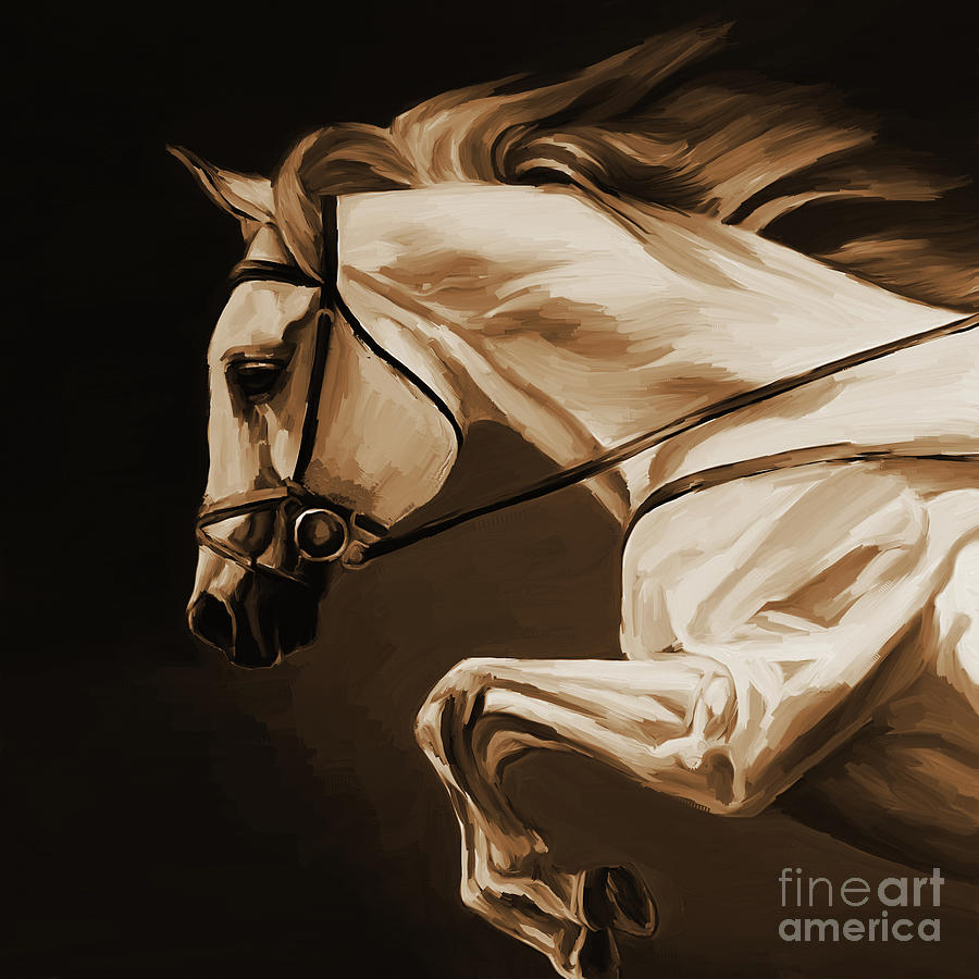 White beautiful Horse  Painting by Gull G
