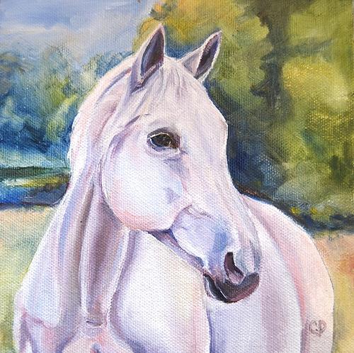 Horse Painting - White Beauty by Carol DeMumbrum