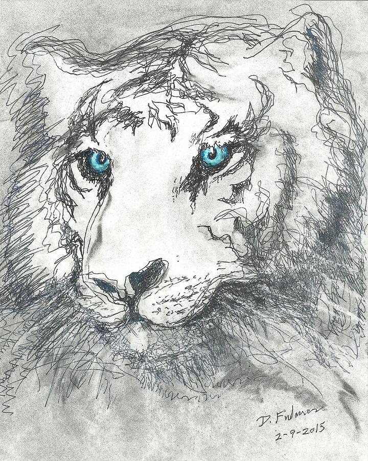 White Bengal Tiger Drawing by Denise F Fulmer