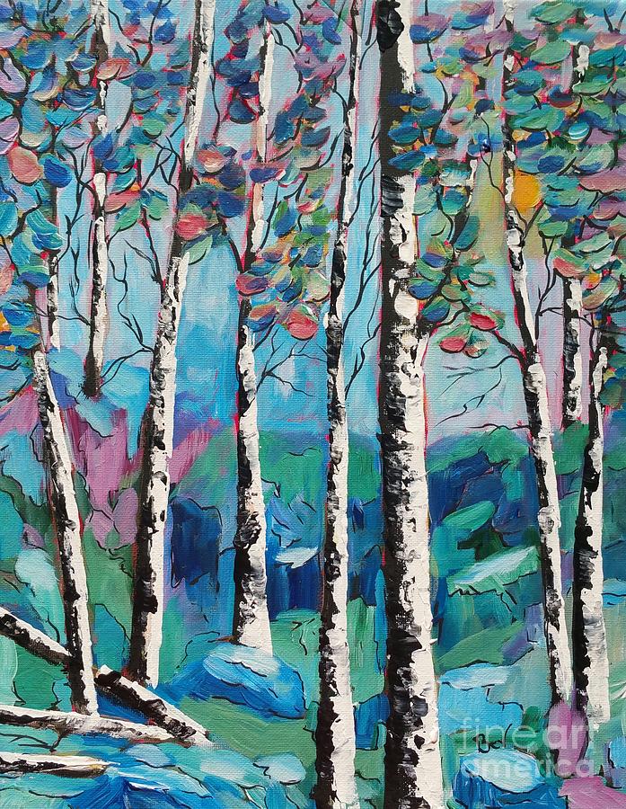 White Birch Forest  Painting by Beverly Livingstone