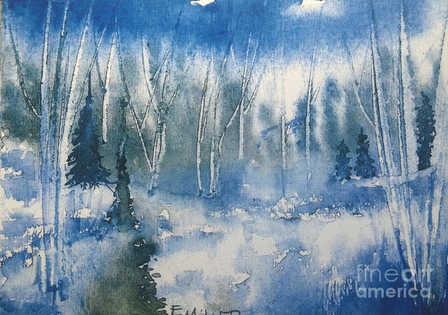 White Birch on a Winters Day Painting by Eunice Miller