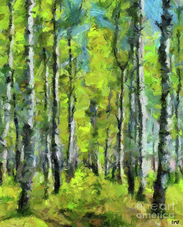 White Birches Painting by Dragica Micki Fortuna