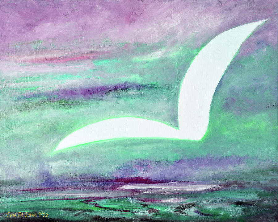 White Bird Purple Sky Painting by Gina De Gorna