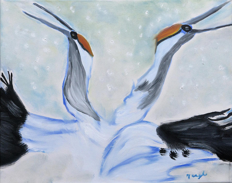 Snow Swans Painting by Meryl Goudey