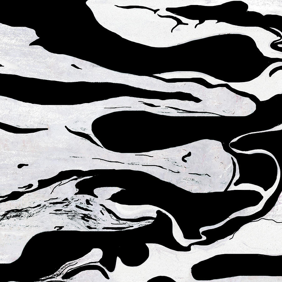 White Black Modern Art Painting by Julia Fine Art And Photography