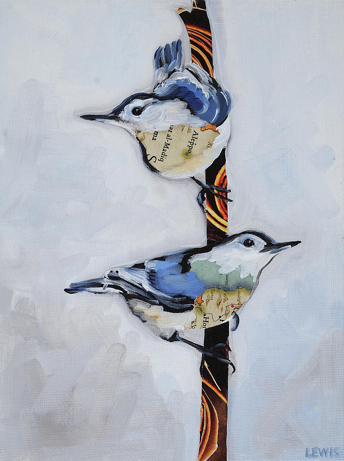 Bird Painting - White Breasted Nuthatch by Anne Lewis