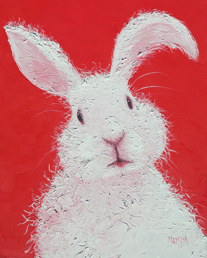 White Bunny Painting by Jan Matson