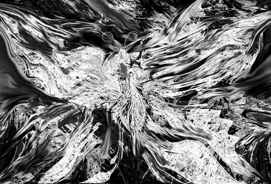 abstract art black and white butterfly