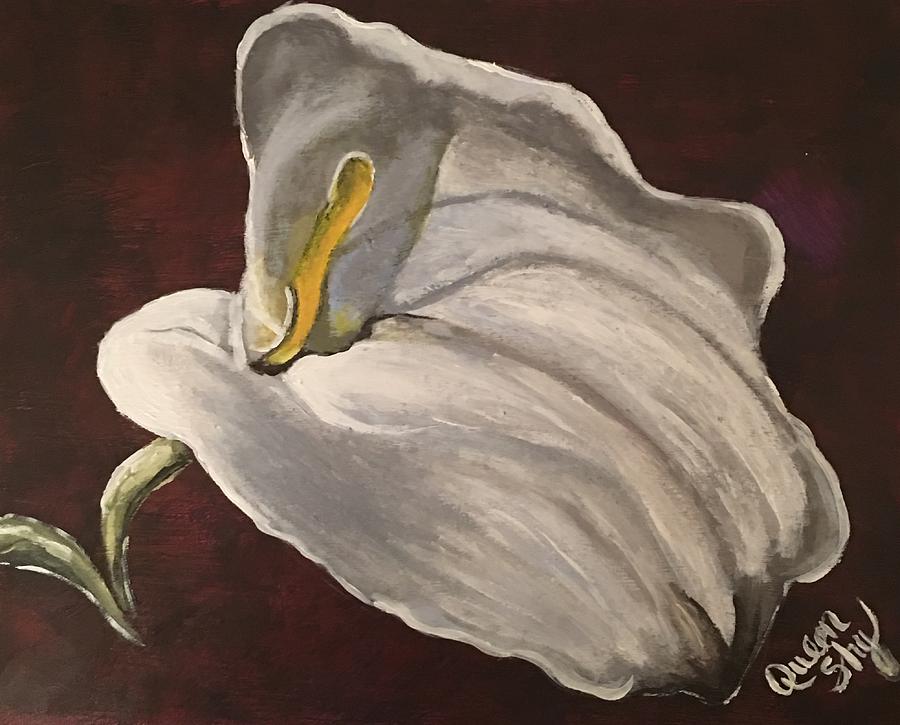 White Calla Lily Painting by Queen Gardner
