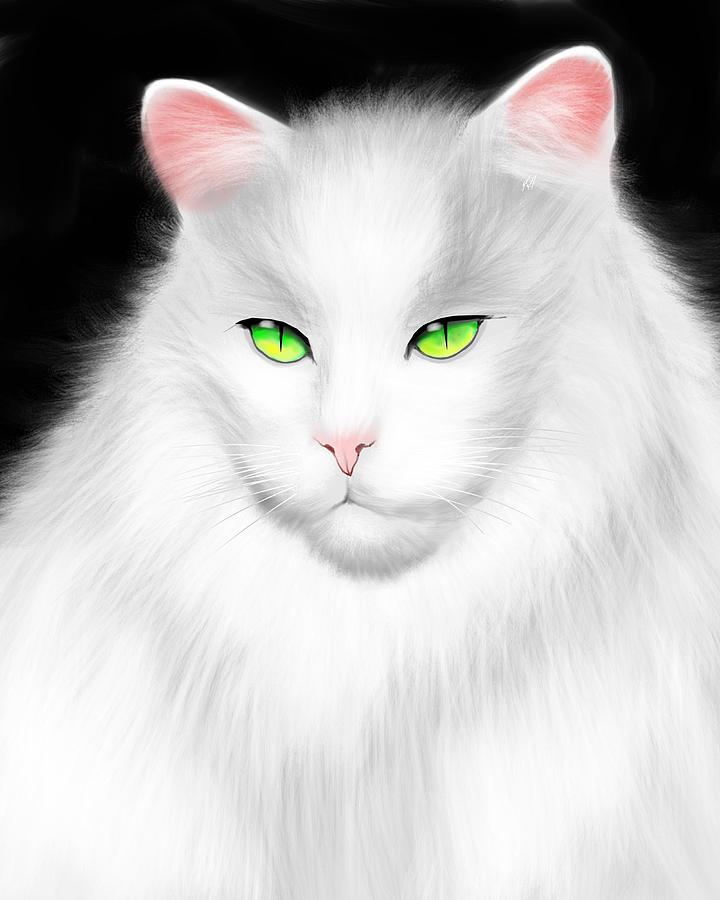 White Cat Painting by Salman Ravish