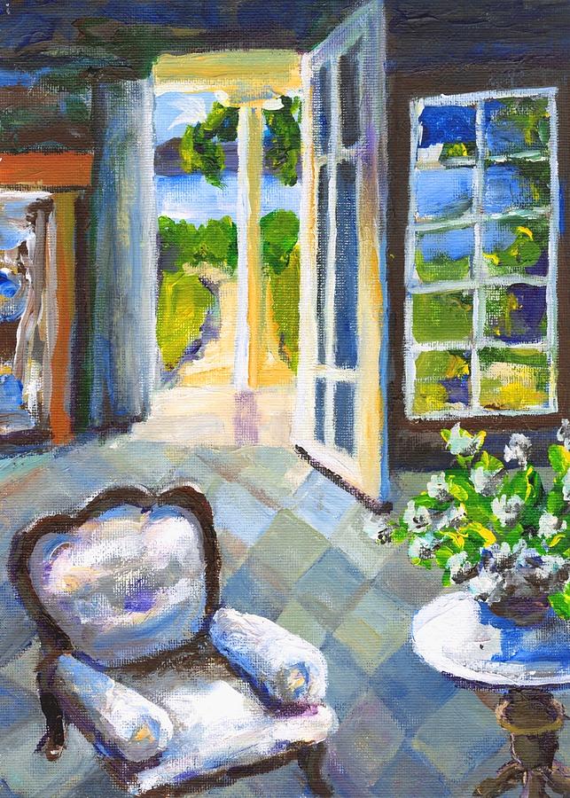 White Chair Nantucket Painting by Randy Sprout