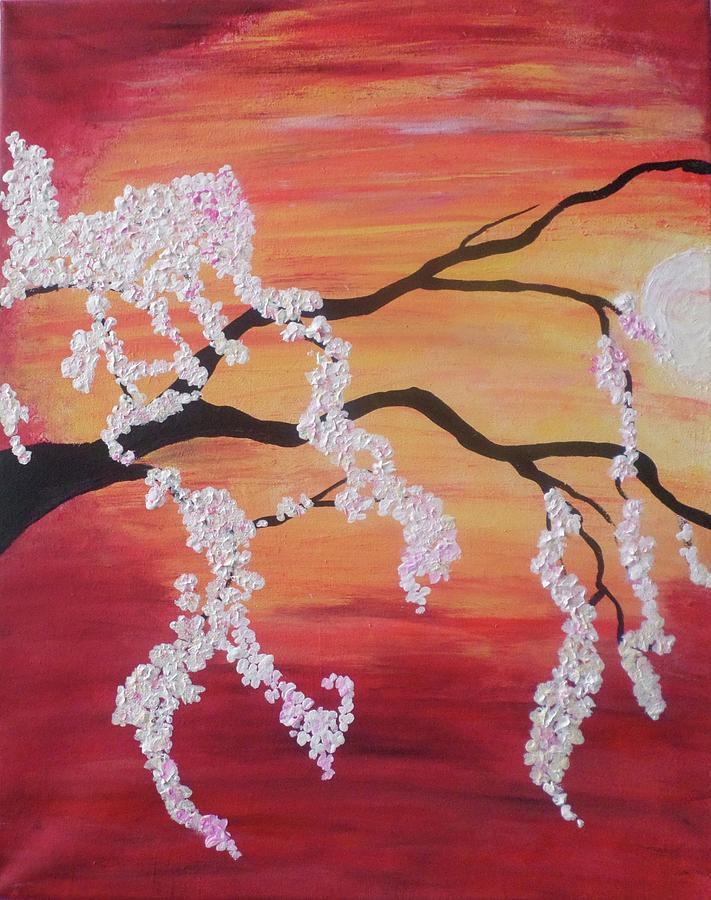  Image 2 out of 3 - Oriental Art -Red Sunset  Painting by Geanna Georgescu