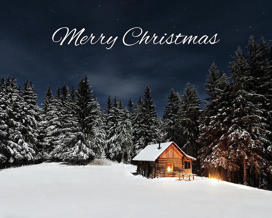 White Christmas Cabin Digital Art by Roy Pedersen