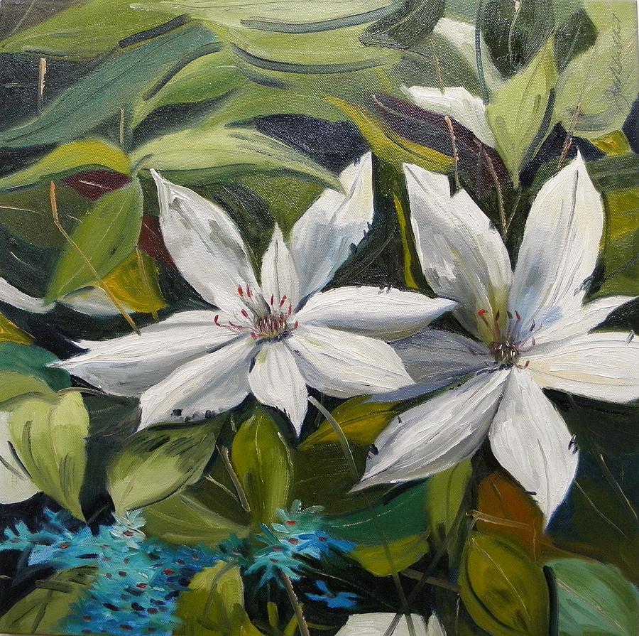 White Clematis Painting by John Williams