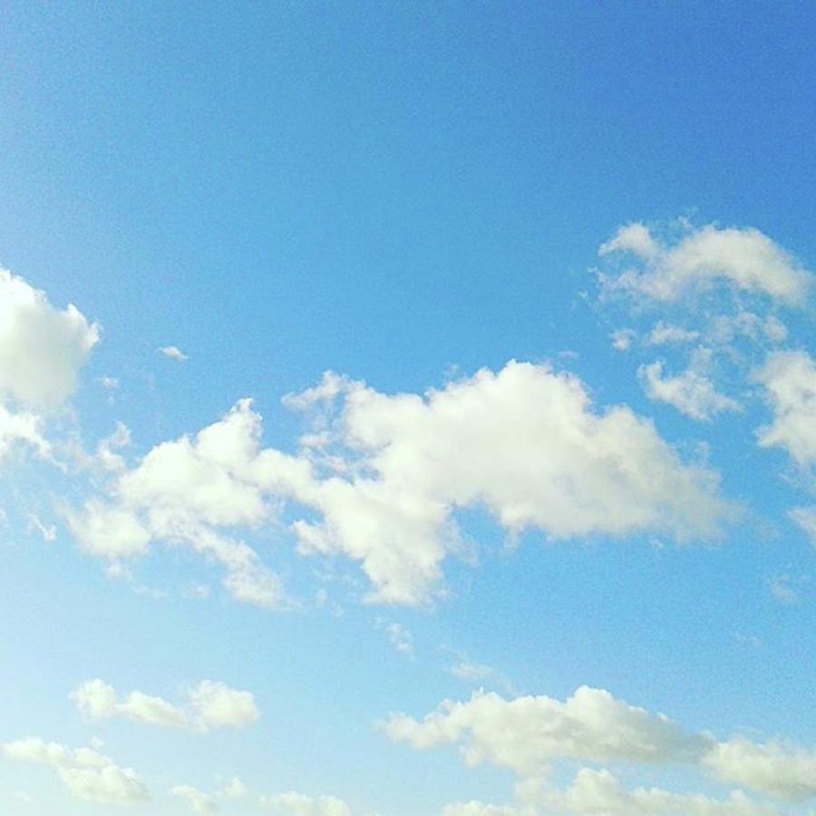 Nature Photograph - White Clouds Against Blue Sky #clouds by Lisa Bird