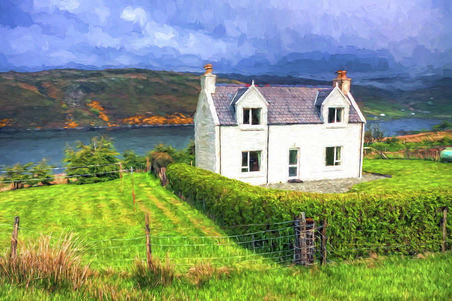 White cottage on Isle of Skye Photograph by Sharon Ann Sanowar