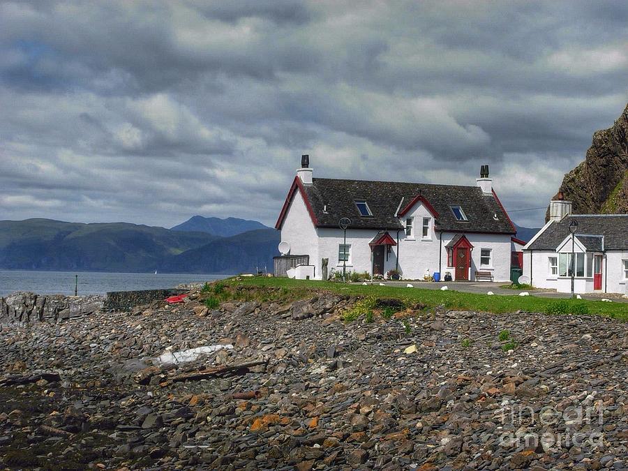 White Cottage on Seil Island Photograph by Joan-Violet Stretch