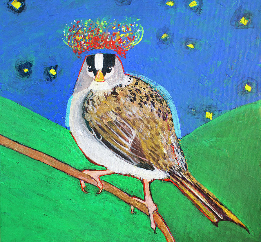 White Crowned Sparrow Painting by Alicia Otis