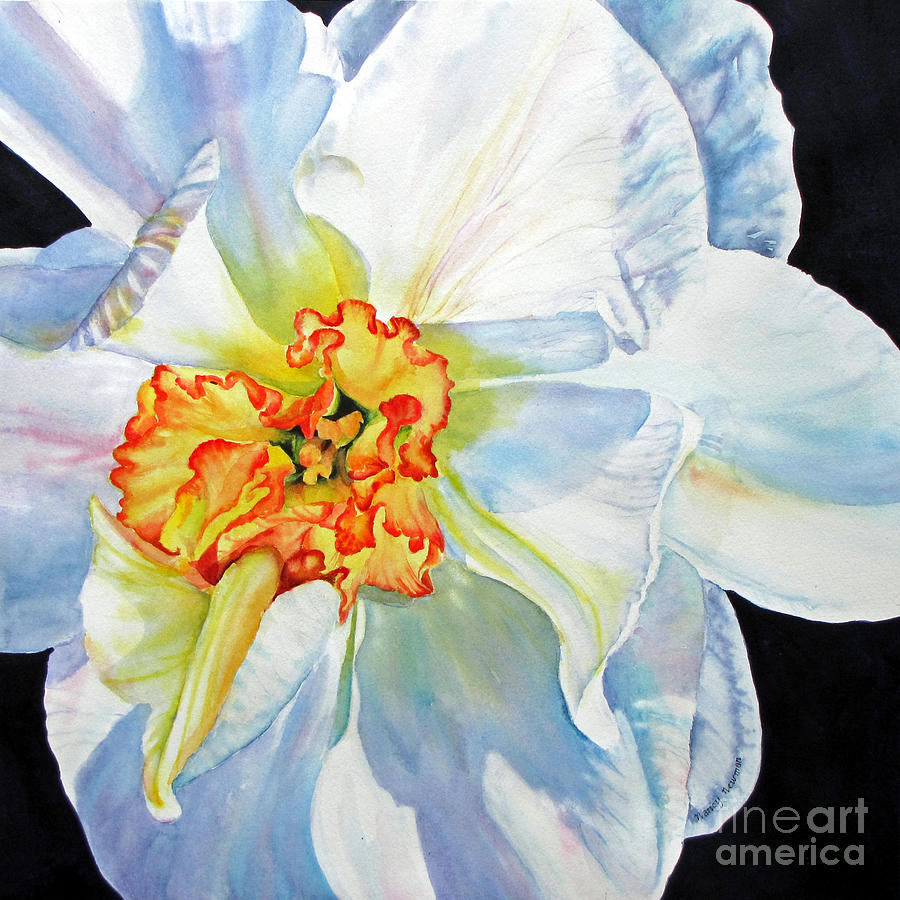 White-Daffodil Painting by Nancy Newman - Fine Art America