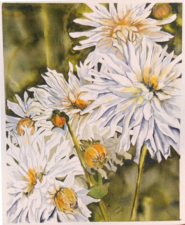 White Painting - White Dahlias by Diane Ziemski White Painting - White Dahlias by Diane Ziemski