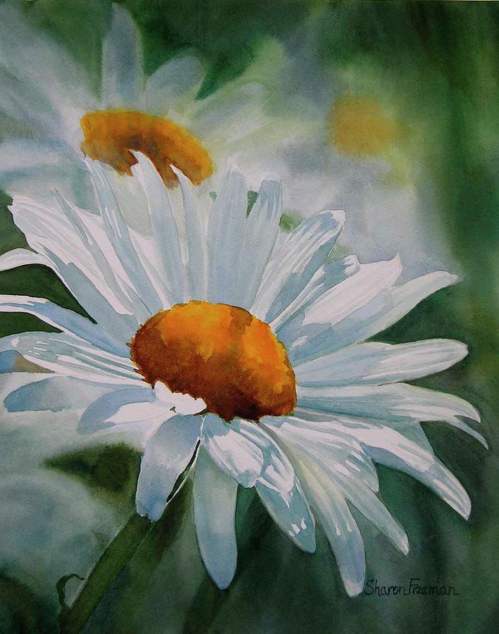White Daisies Painting by Sharon Freeman