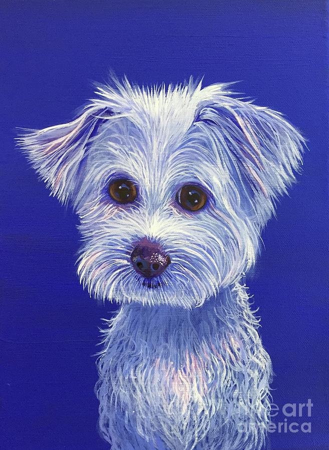 White Dog 1 Painting by Hunter Jay